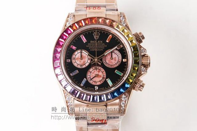 勞力士手錶 Rolex全新彩虹圈迪通拿Daytona 緞紋字面 Rolex高端男士腕表  hds1051
